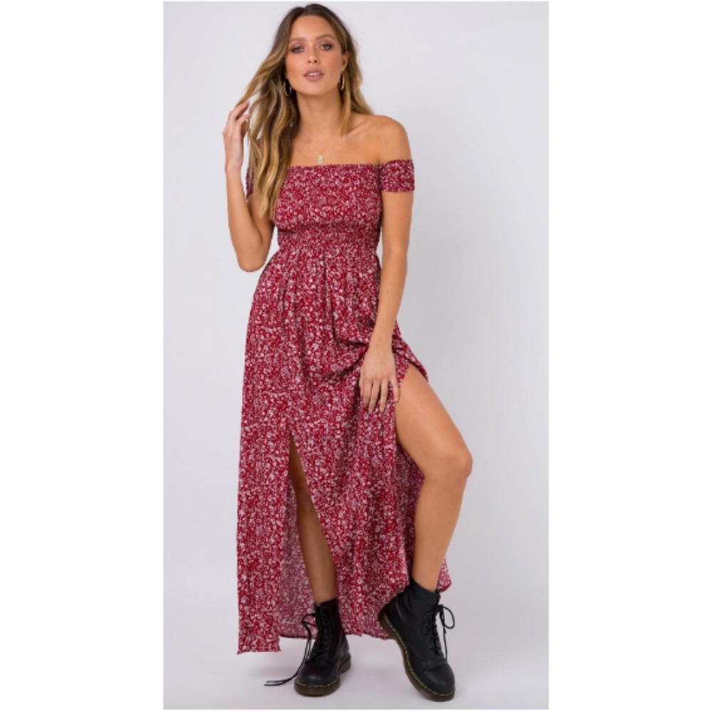 Red Floral Maxi Dress